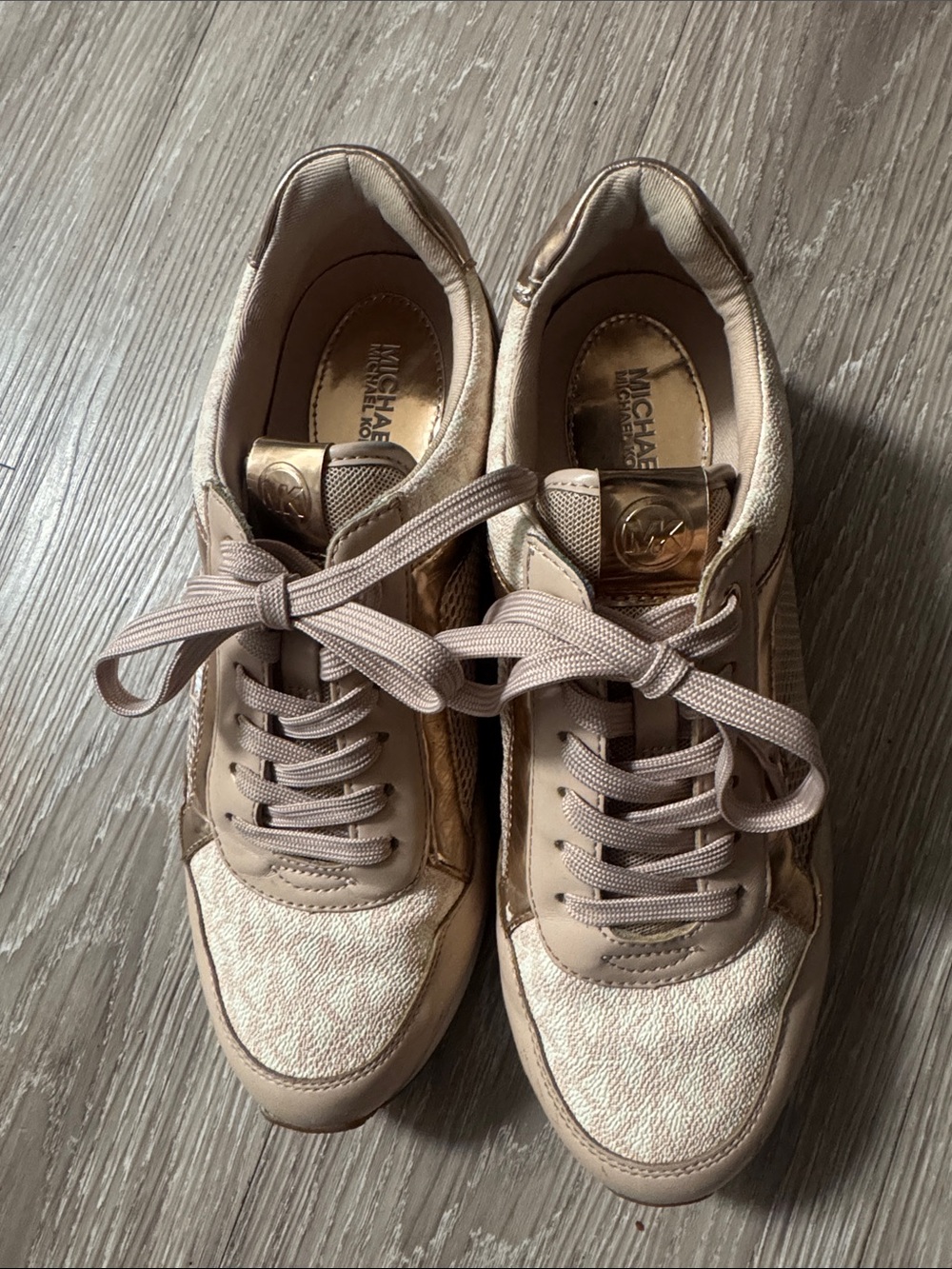 Michael Kors Metallic Taupe & Gold Low-Top Sneakers